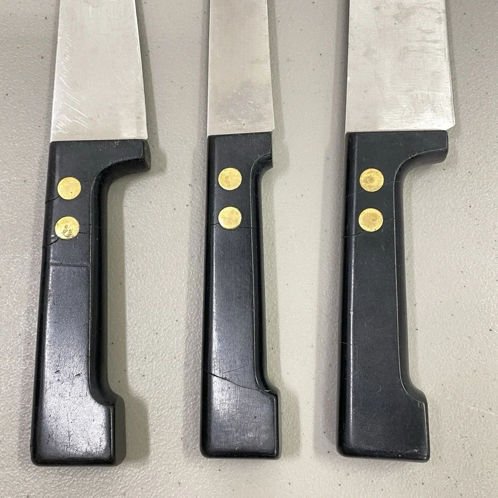 As Is Vintage Lot of 3 Dansk Gourmet Designs France Kitchen Chef Knives Damaged